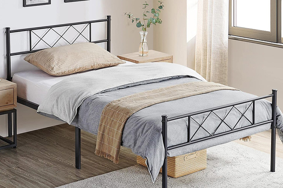 FaFurn™ Traditional Powder Coated Slatted Metal Platform Bed - Twin Size