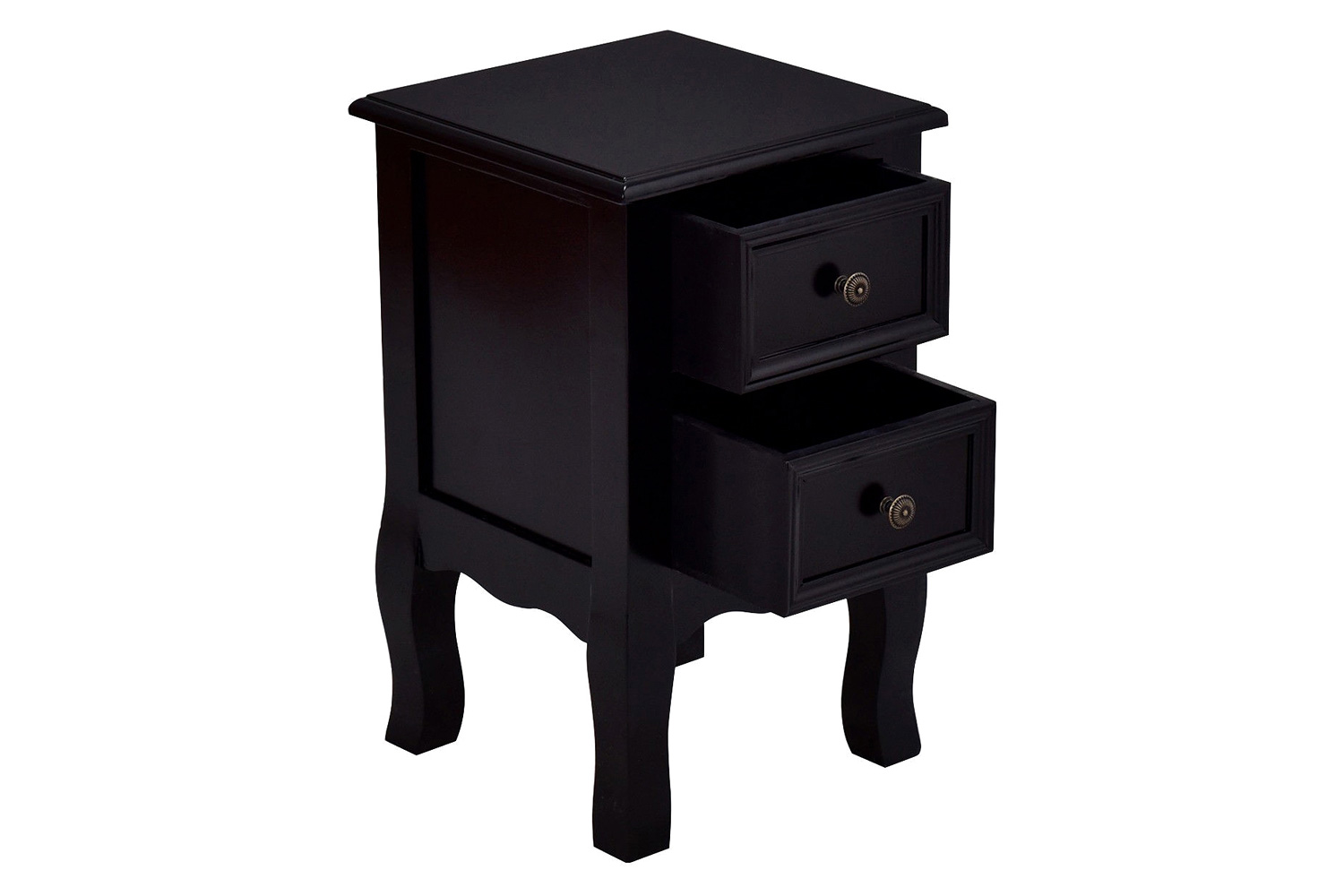 FaFurn - Black Wooden 2-Drawer Accent End Table Nightstand