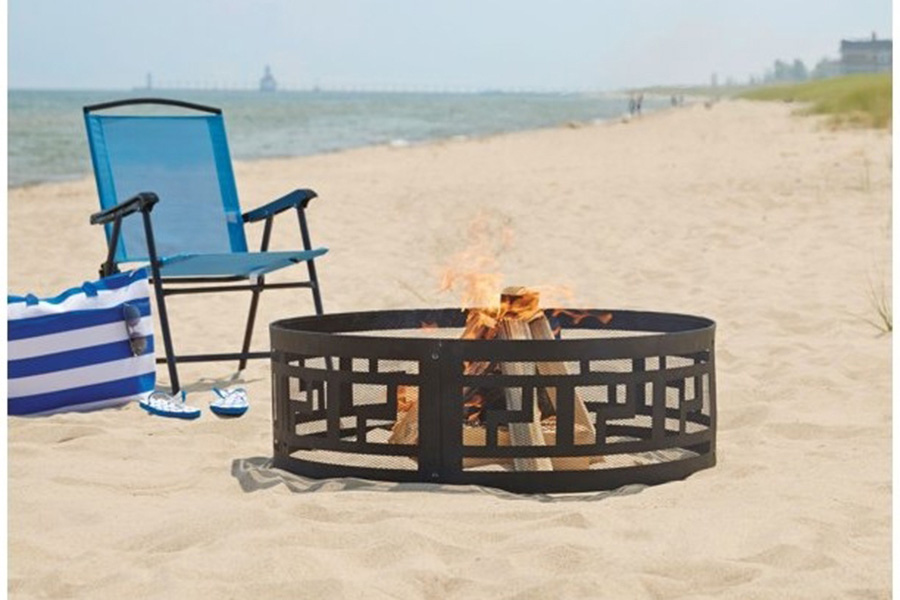 FaFurn Heavy Duty 36 Inch Round Black Steel Mesh Fire Pit Ring