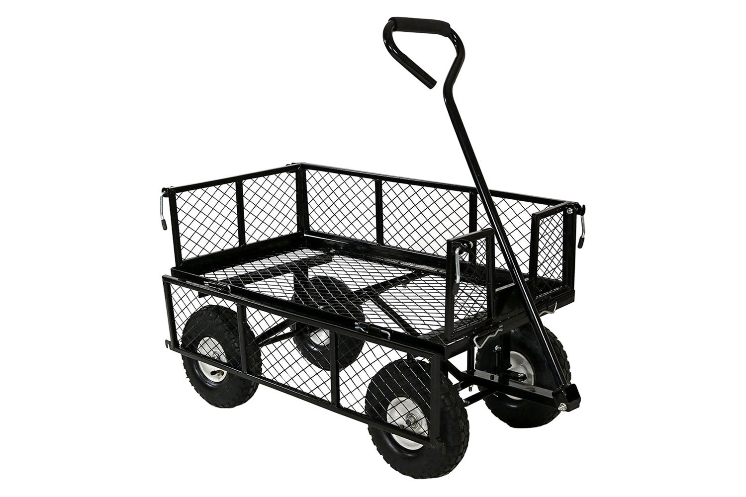 FaFurn Heavy Duty Steel Garden Utility Cart Wagon with Removable Sides - Black