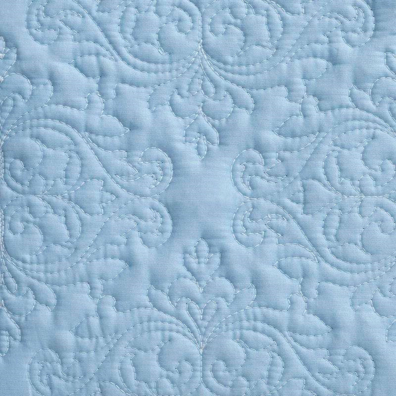 FaFurn Queen Size 3-Piece Quilted Damask Pattern Quilt Set - Blue, Cotton