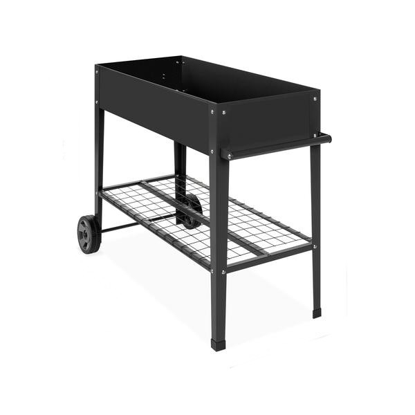 FaFurn - Mobile Garden Potting Bench with Push Handle Wheels in Black, Steel