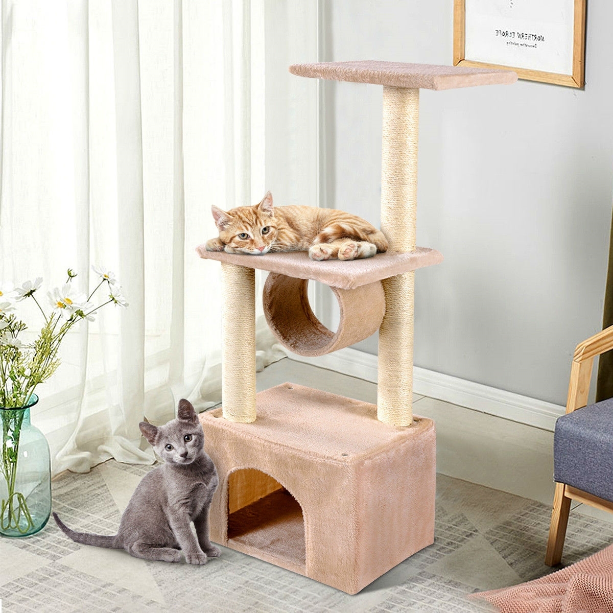 FaFurn - 37" Cat Tree in Beige