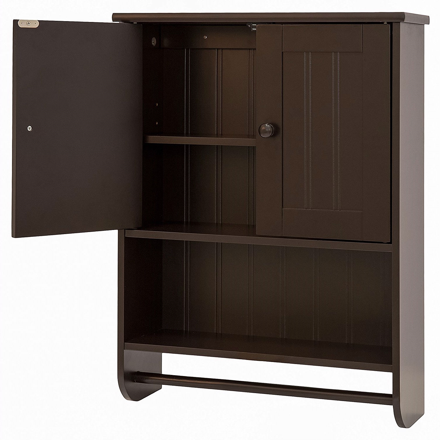 FaFurn Bathroom Wall Cabinet with Towel Bar - Espresso