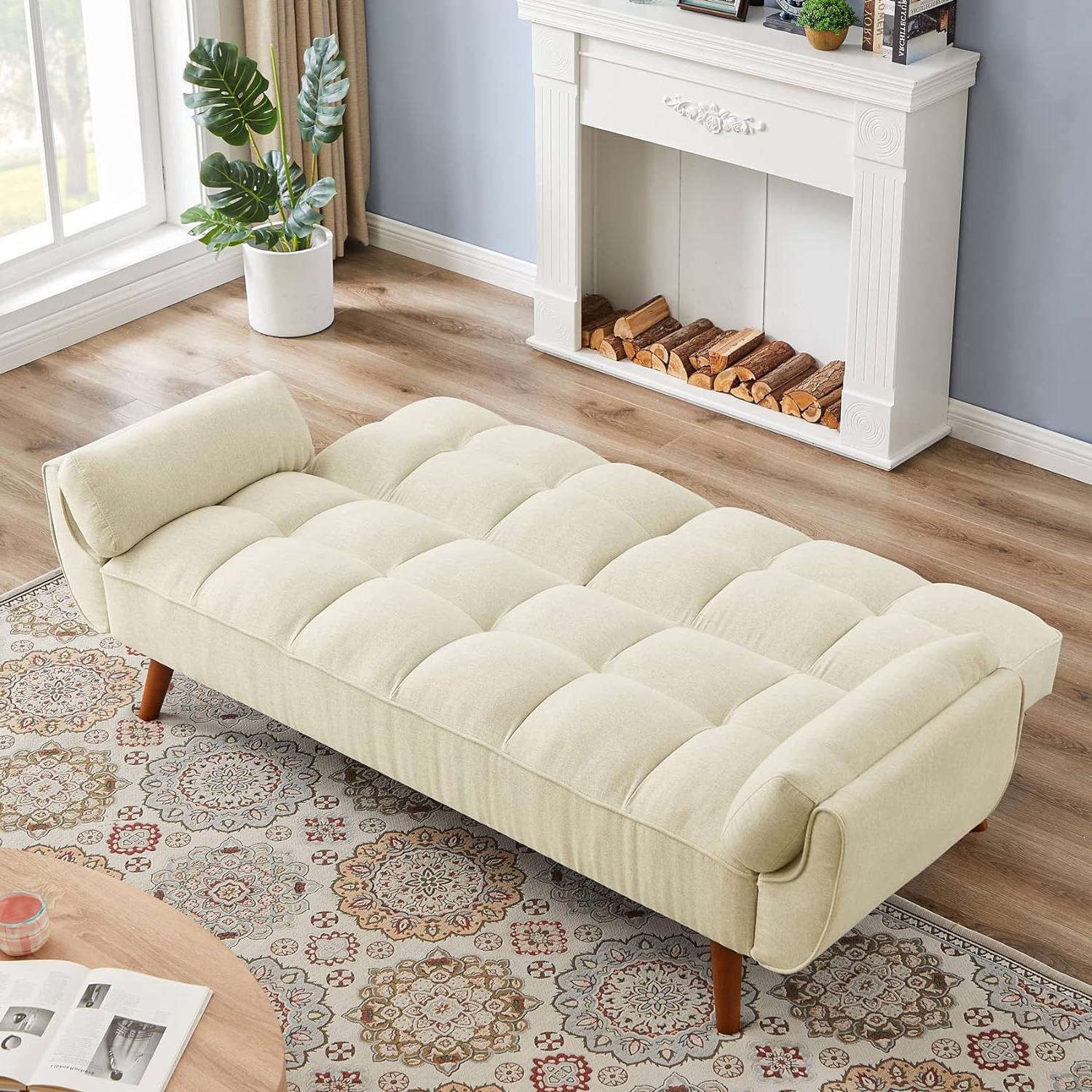 FaFurn™ Modern Sofa-Bed - Beige, Linen/Polyester