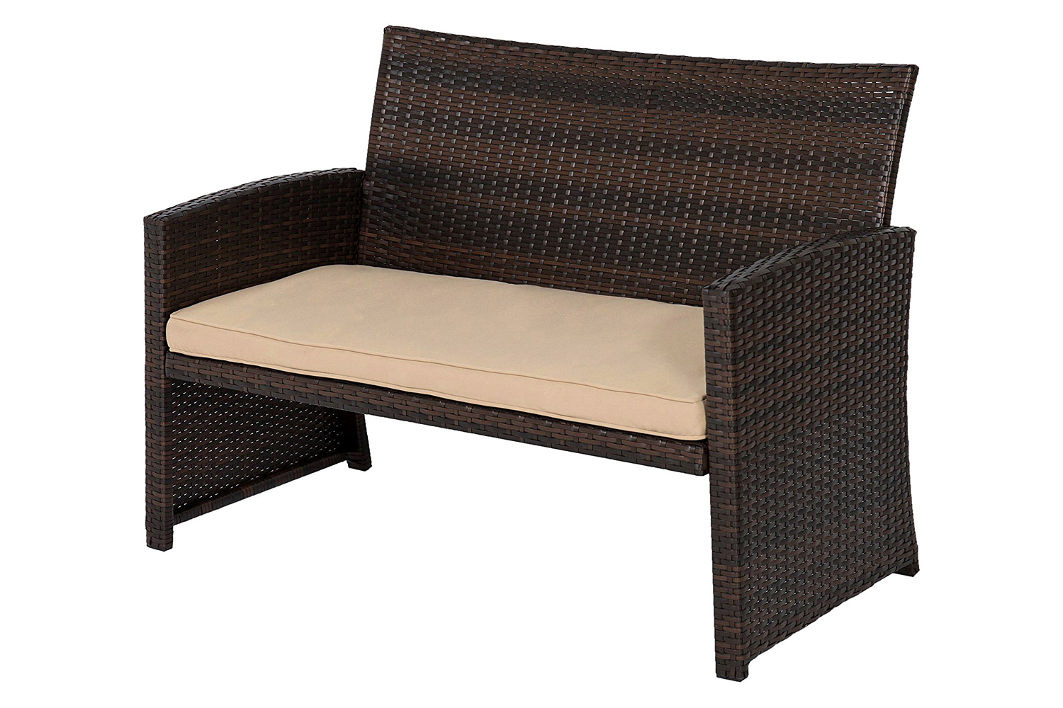 FaFurn - Brown Resin Wicker 4-Piece Modern Patio Furniture Set with Beige Cushions