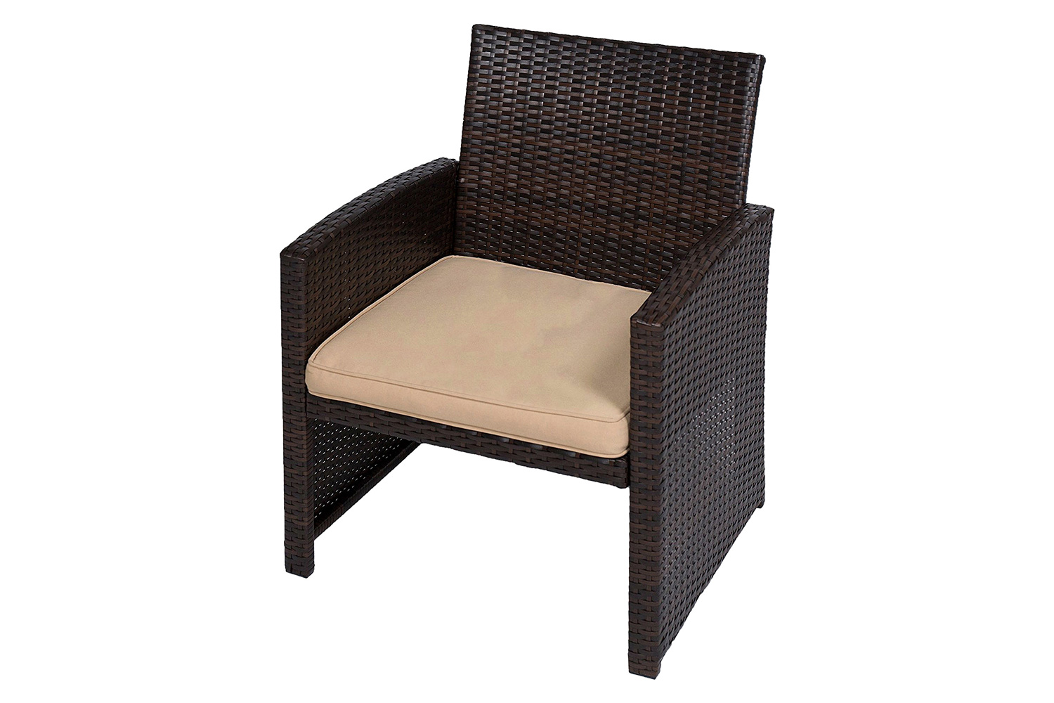 FaFurn - Brown Resin Wicker 4-Piece Modern Patio Furniture Set with Beige Cushions