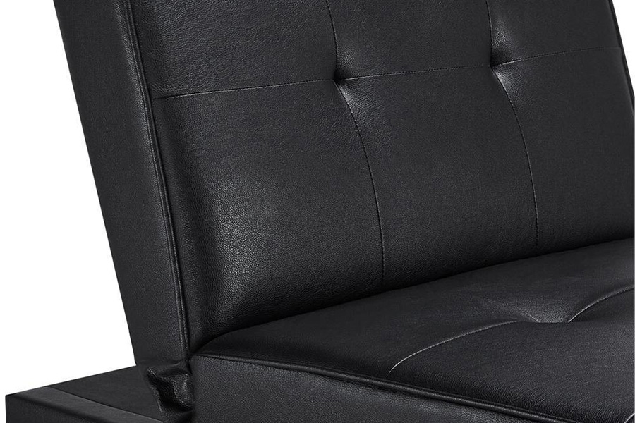 FaFurn Modern Faux Leather Chaise Lounge Recliner Sleeper Sofa - Black