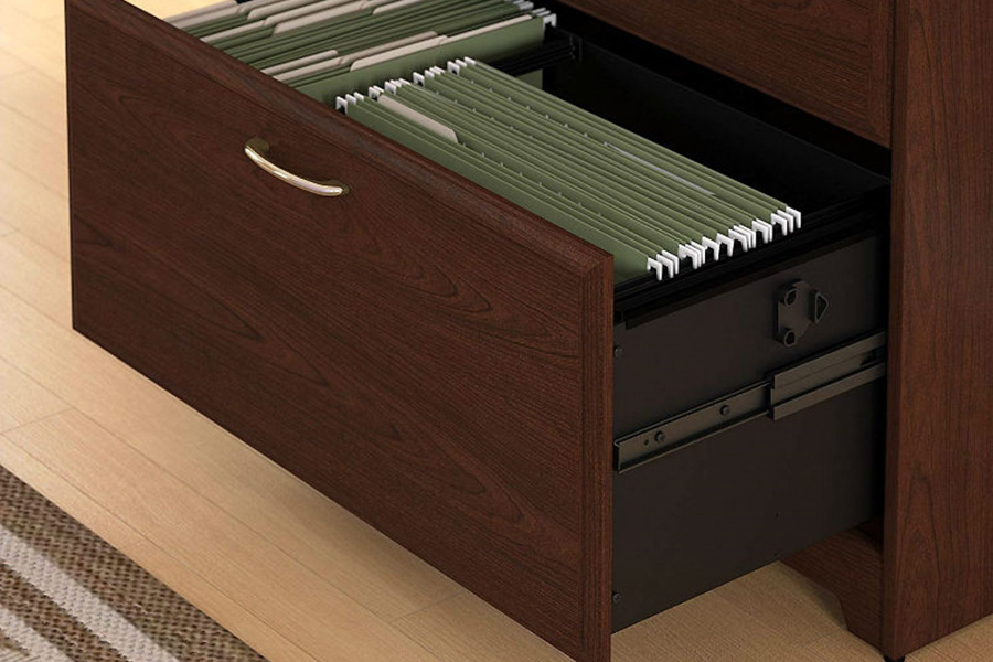 FaFurn - 2-Drawer Lateral File Cabinet in Cherry Wood Finish