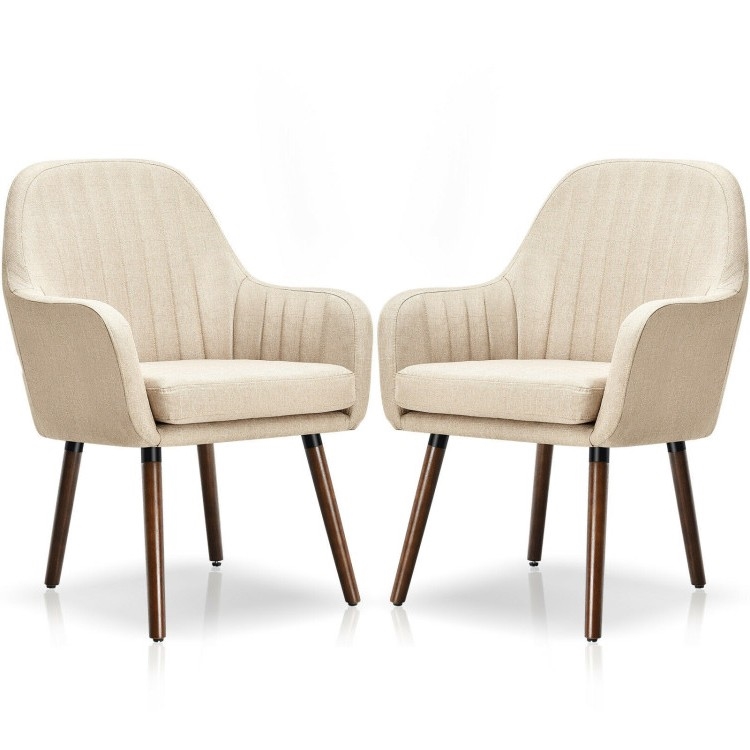 FaFurn - Set of 2 Retro Accent Chairs Set with Stylish Wood Legs