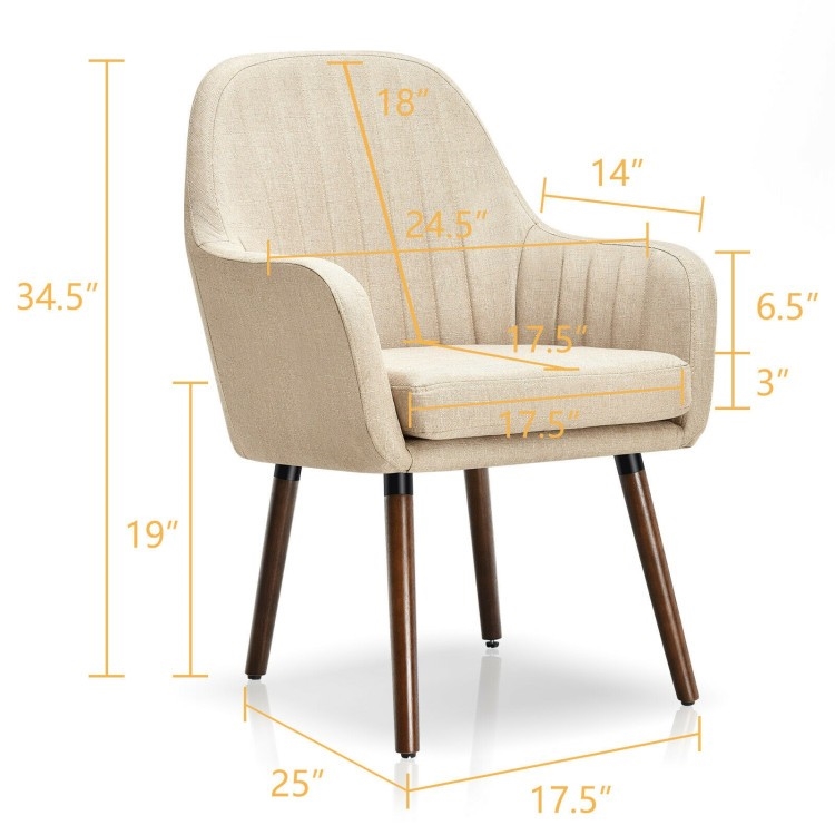 FaFurn Set of 2 Retro Accent Chairs Set with Stylish Wood Legs - White