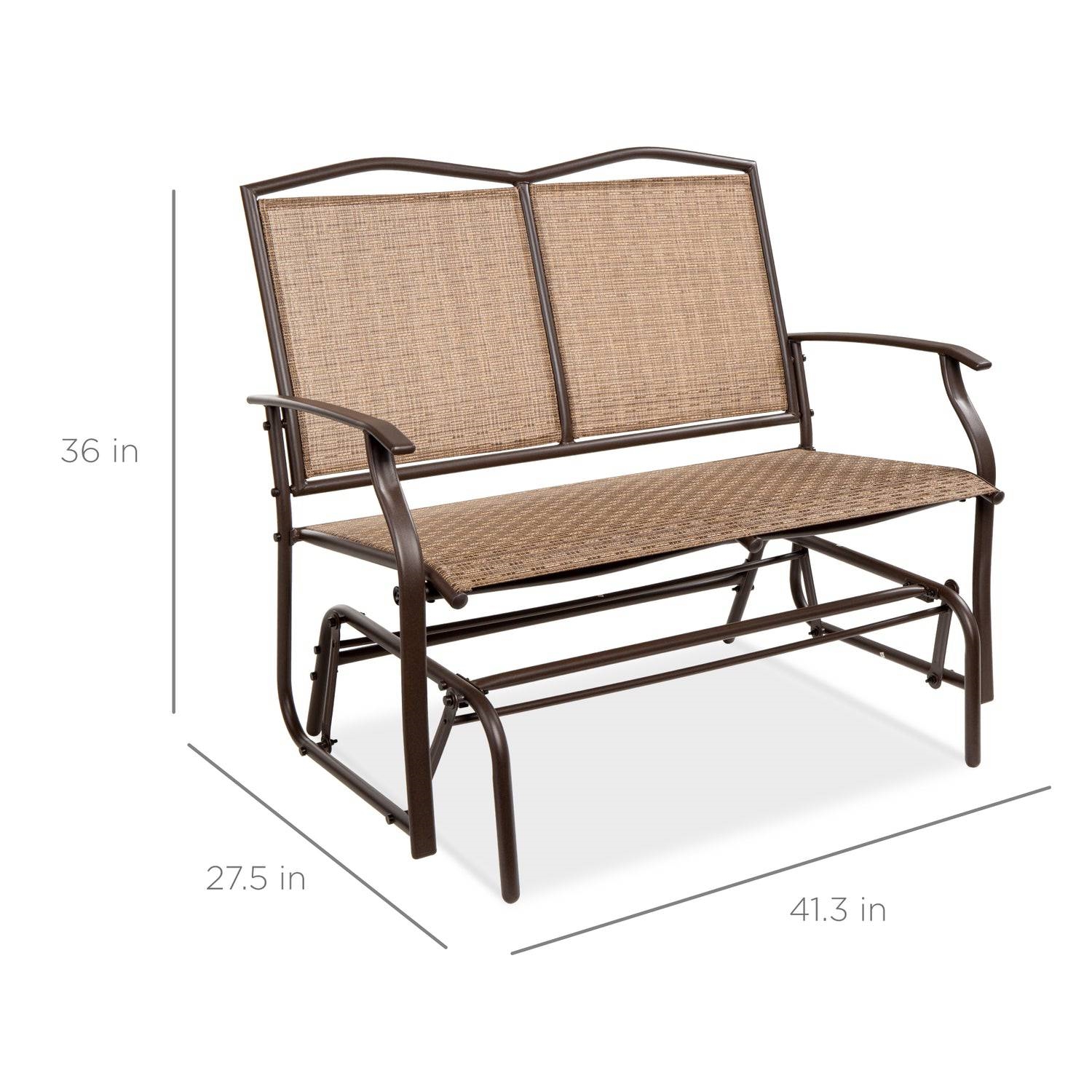 FaFurn 2 Seater Swing Patio Loveseat with Armrests - Brown