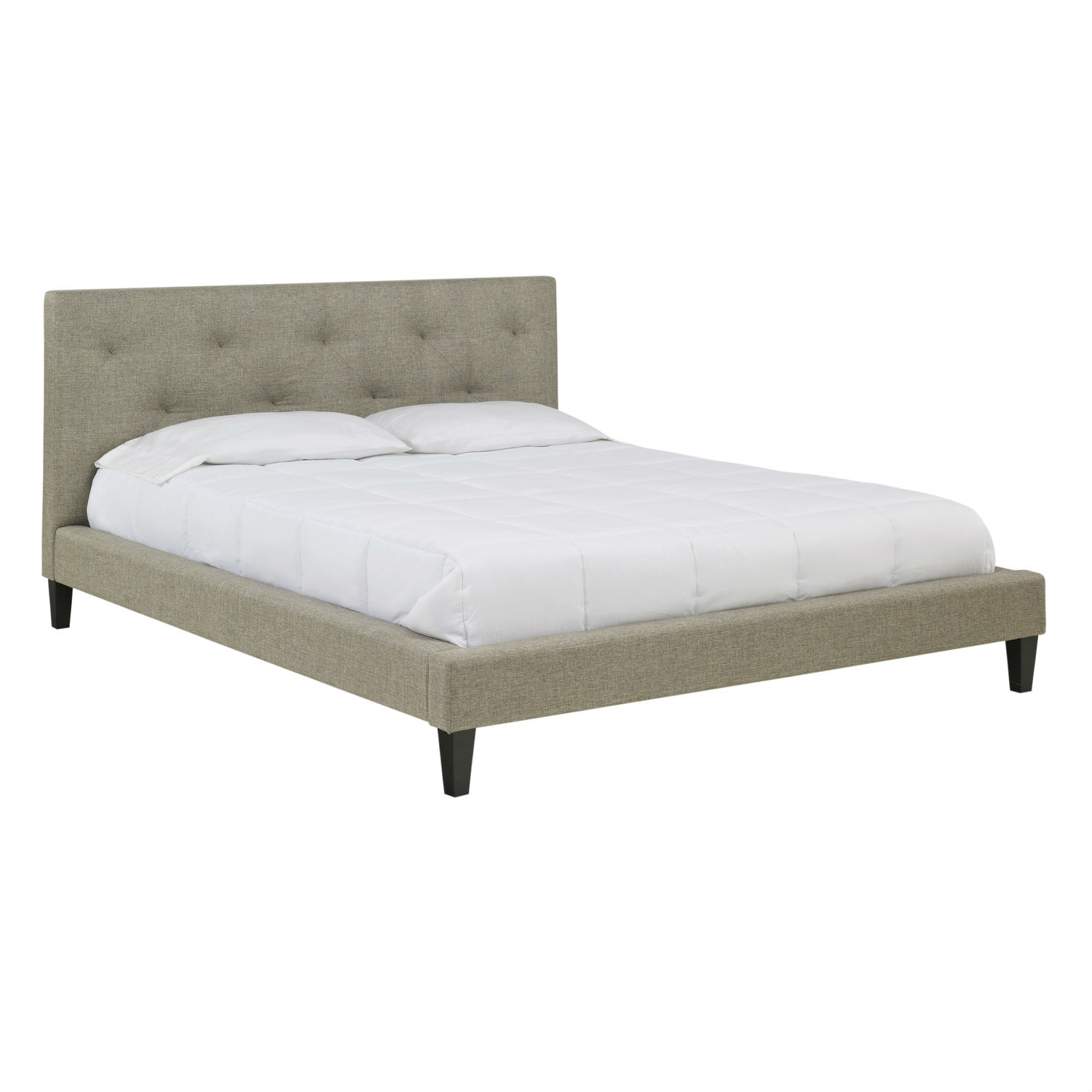 FaFurn - Modern Twin Size Platform Bed Frame with Tufted Headboard in Tan