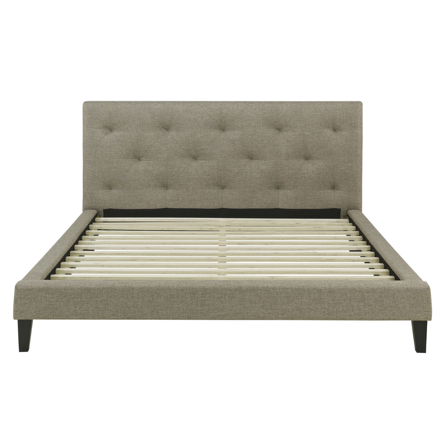 FaFurn - Modern Twin Size Platform Bed Frame with Tufted Headboard in Tan