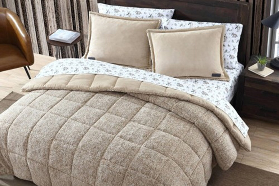 FaFurn Plush Sherpa Reversible Micro Suede Comforter Set - Beige, Full/Queen Size