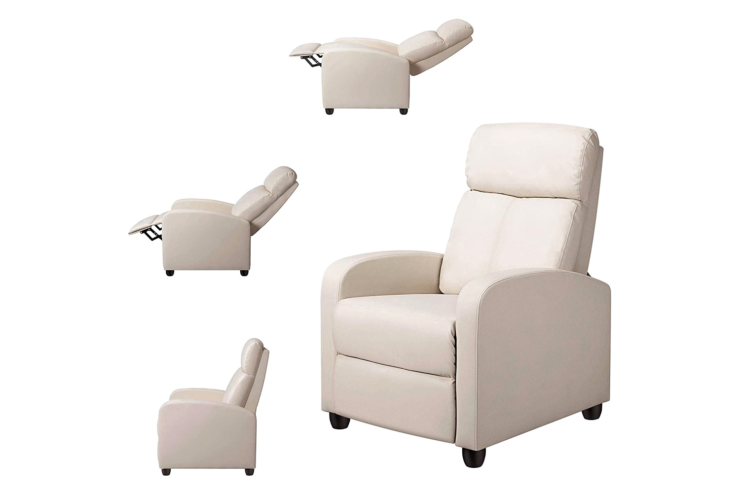 FaFurn™ High-Density Faux Leather Push Back Recliner Chair - Off White