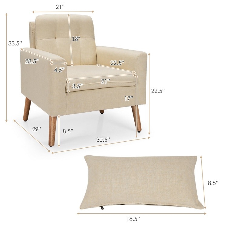 FaFurn Modern Accent Chair with Pillow - Beige