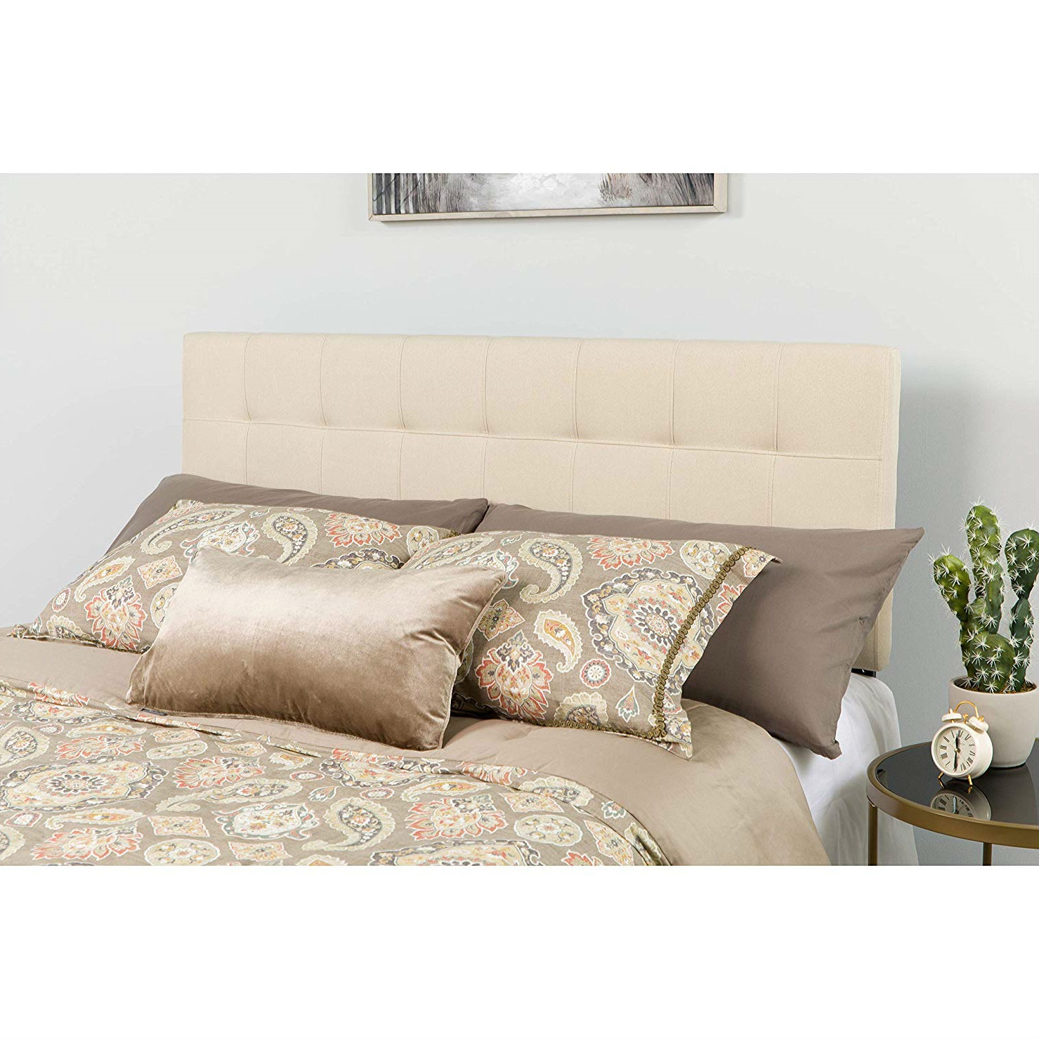 FaFurn - Full Size Headboard in Beige Taupe, Fabric