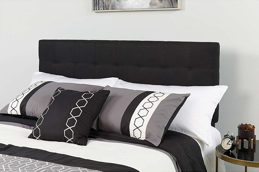 FaFurn Modern Fabric Upholstered Panel Headboard - Black, Full Size