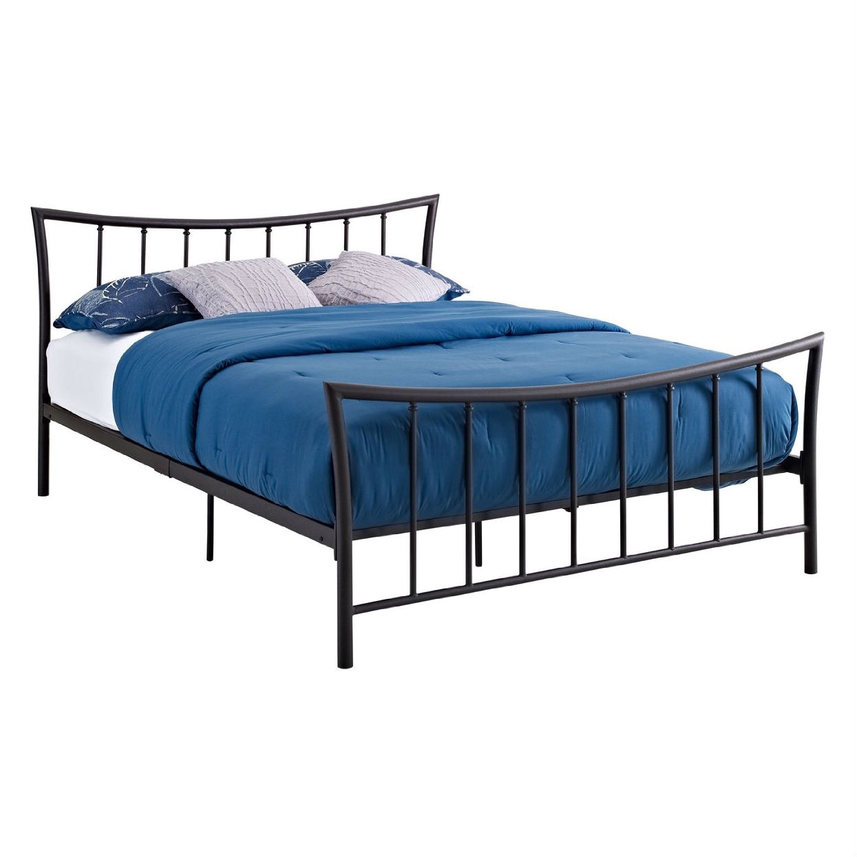 FaFurn - Platform Bed Frame with Headboard and Footboard in Brushed Bronze, Metal