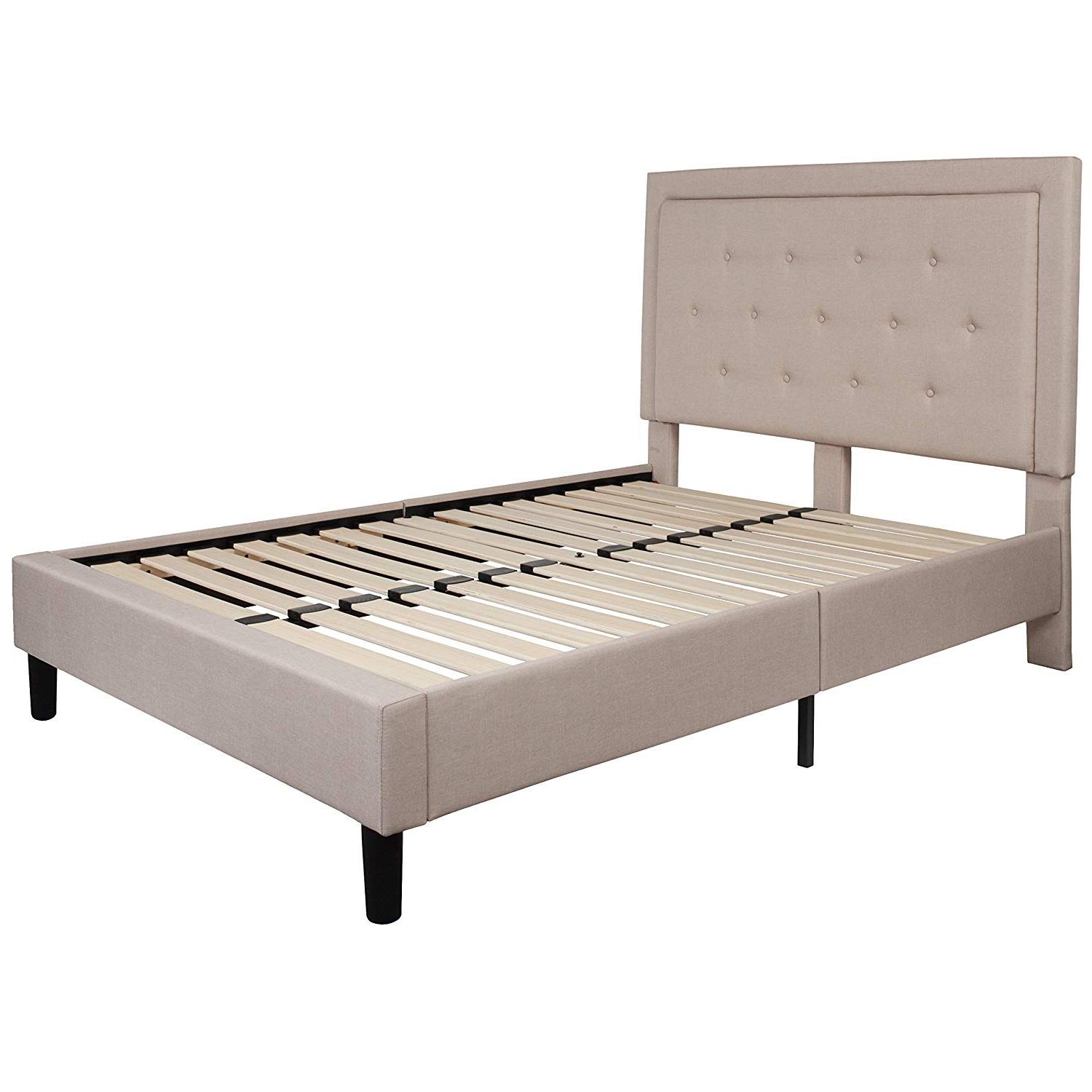 FaFurn - Full Size Platform Bed Frame with Tufted Headboard