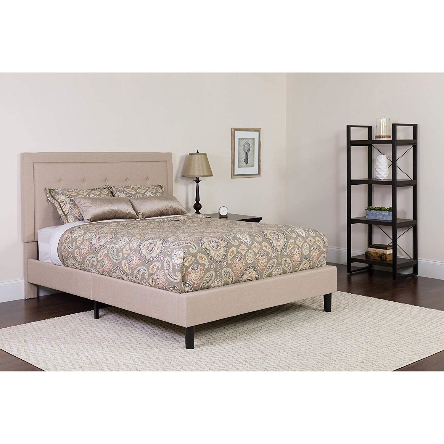 FaFurn - Full Size Platform Bed Frame with Tufted Headboard