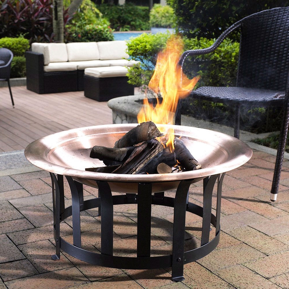 FaFurn Oversized Fire Pit with Black Steel Frame Poker and Spark Screen - Steel