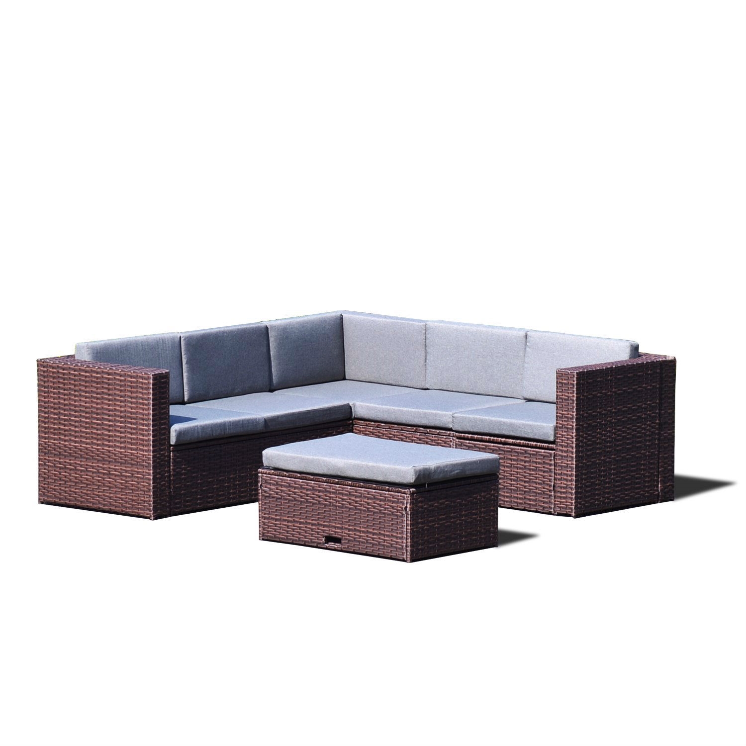 FaFurn - 4-Piece Patio Furniture Set with Cushions in Brown, Resin