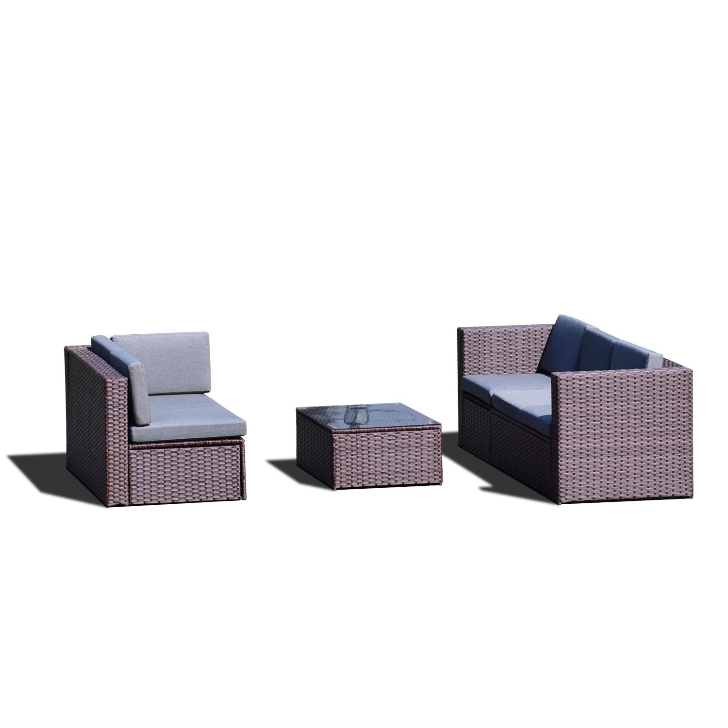 FaFurn - 4-Piece Patio Furniture Set with Cushions in Brown, Resin