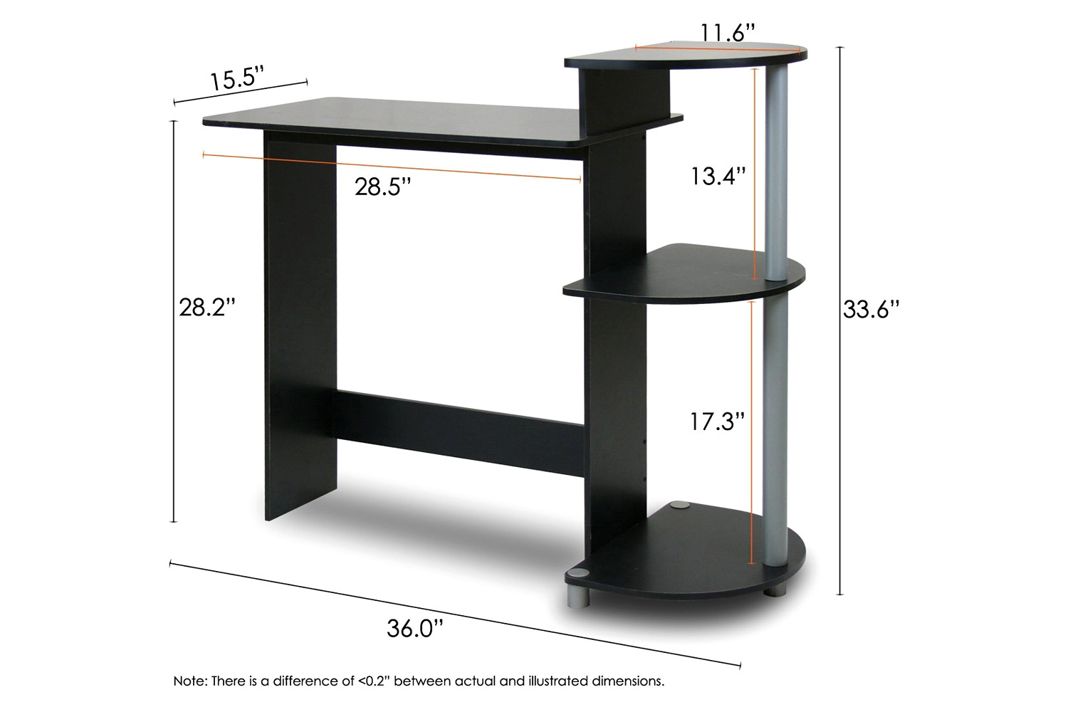 FaFurn Contemporary Home Office Computer Desk - Black/Gray