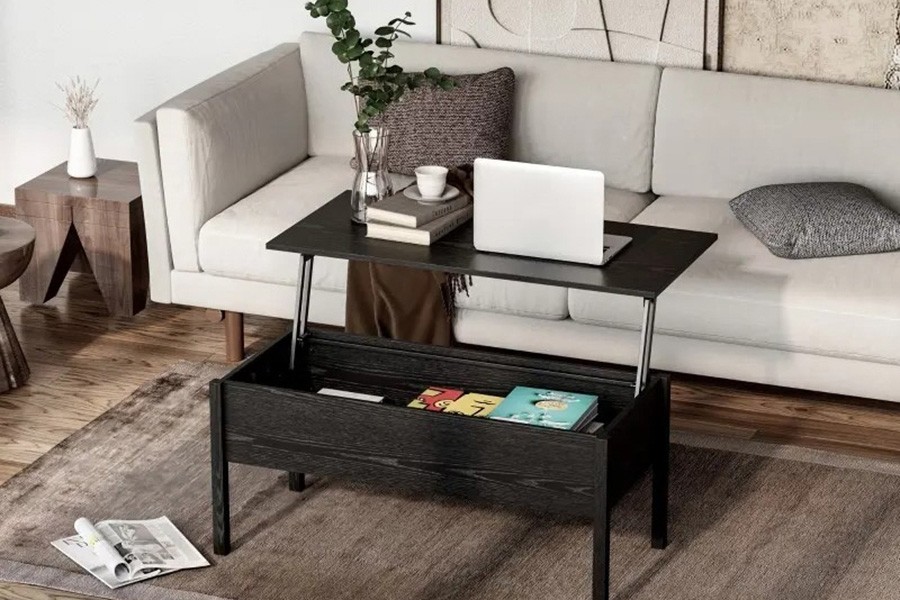 FaFurn Modern Black Lift Top Coffee Table W/ Hidden Storage