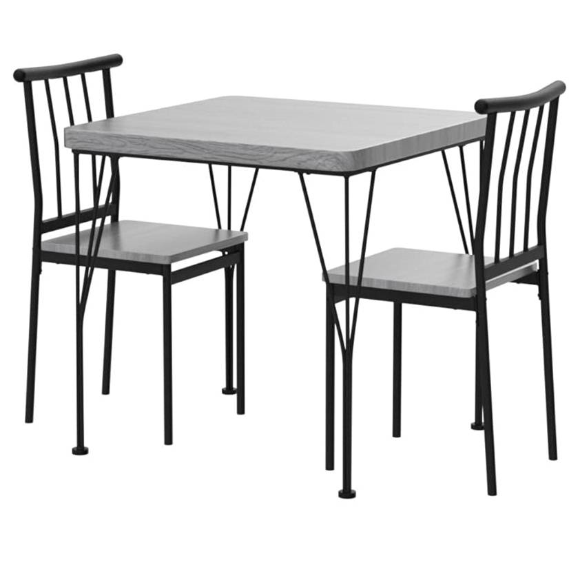 FaFurn 3-Piece Modern Dining Set with Table and 2 Chairs - Gray, Wood/Metal