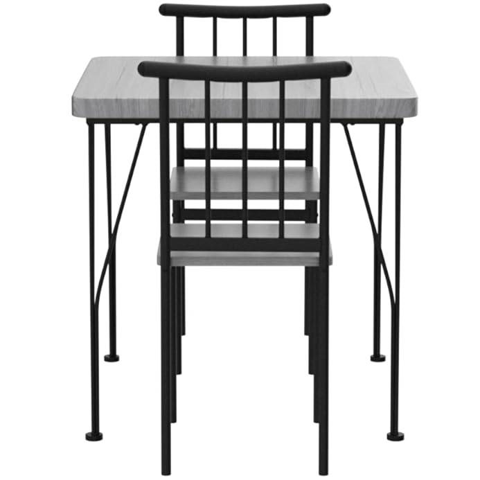 FaFurn 3-Piece Modern Dining Set with Table and 2 Chairs - Gray, Wood/Metal