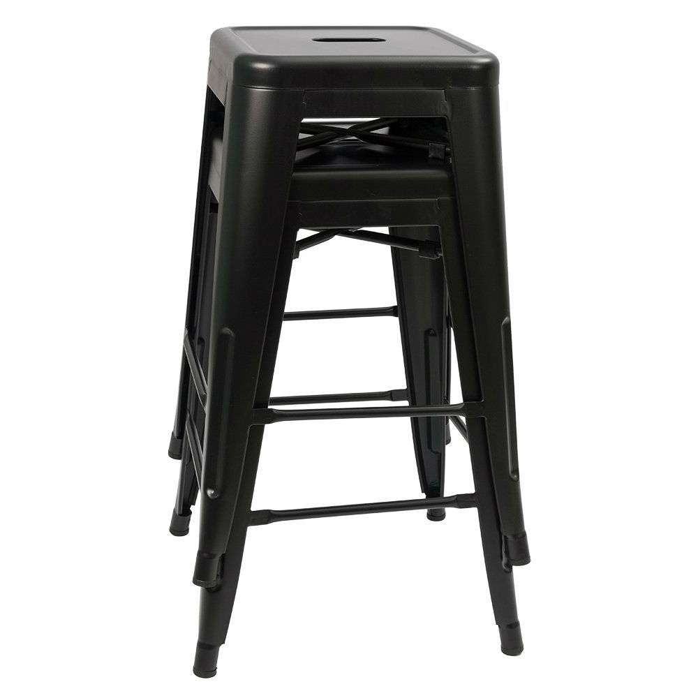 FaFurn - Set of 2 Modern Backless Barstool in Black