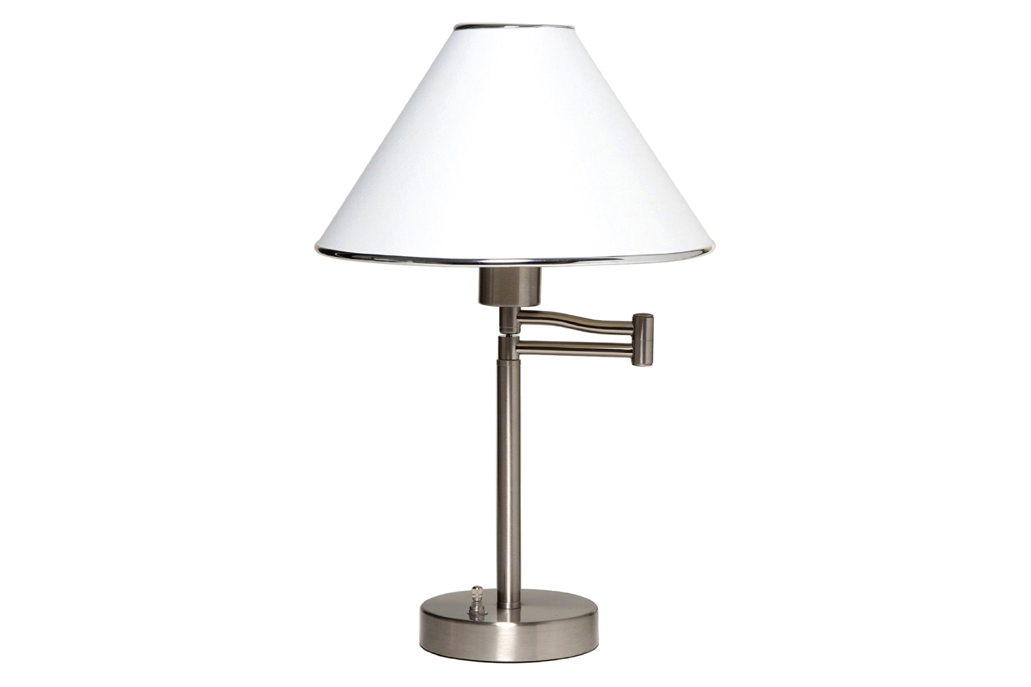 FaFurn - Sing Arm Table Lamp in Brushed Nickel and White Fabric Shade