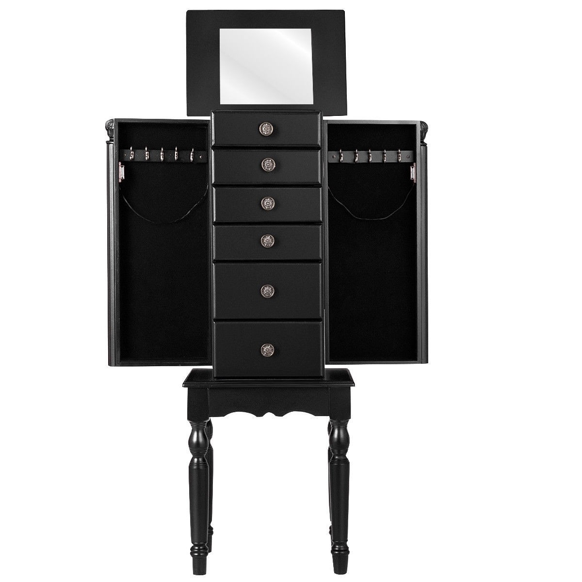 FaFurn - Storage Chest with Mirror in Black, Wood