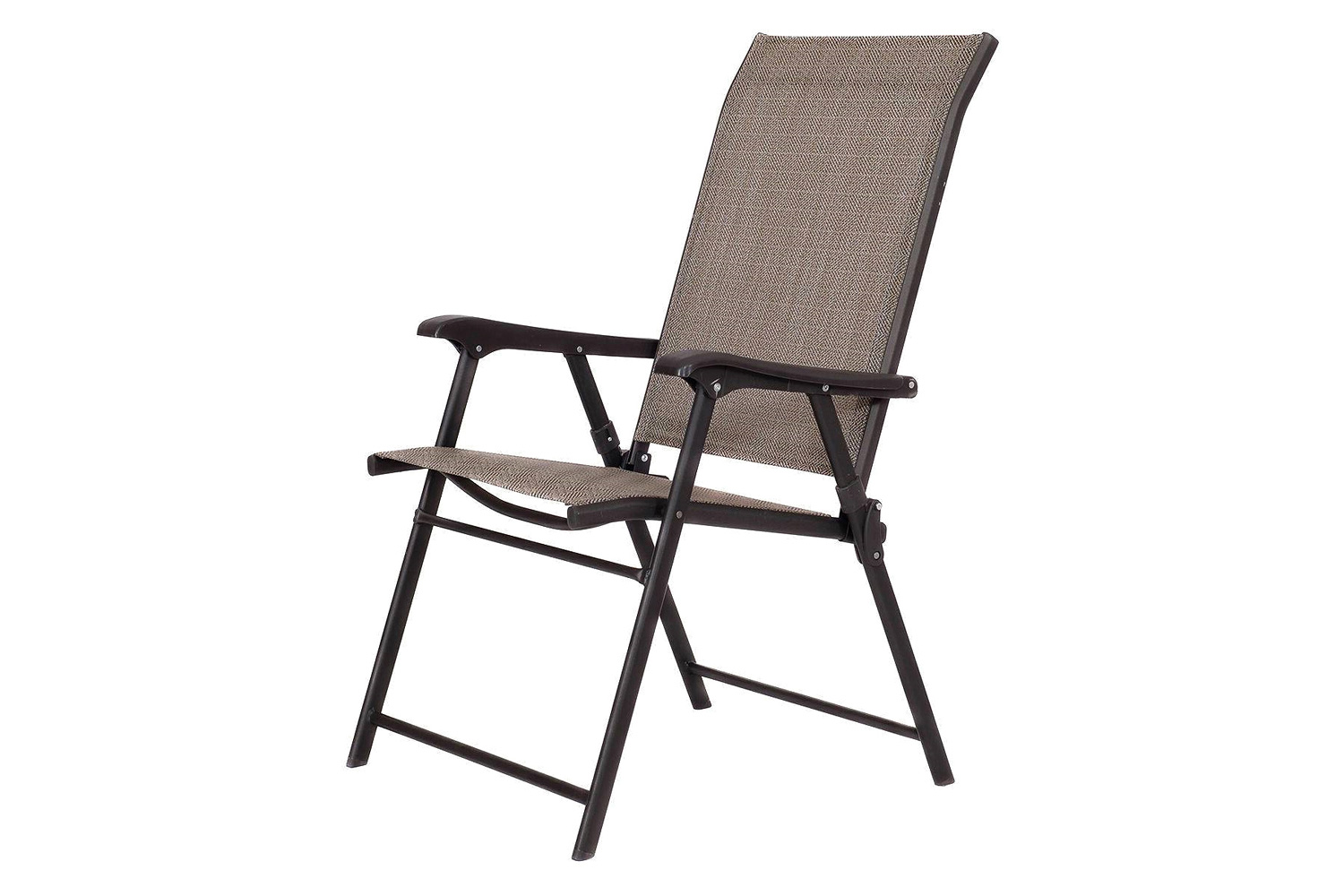 FaFurn - Outdoor Folding Patio Chairs in Brown with Black Metal Frame (Set of 2)