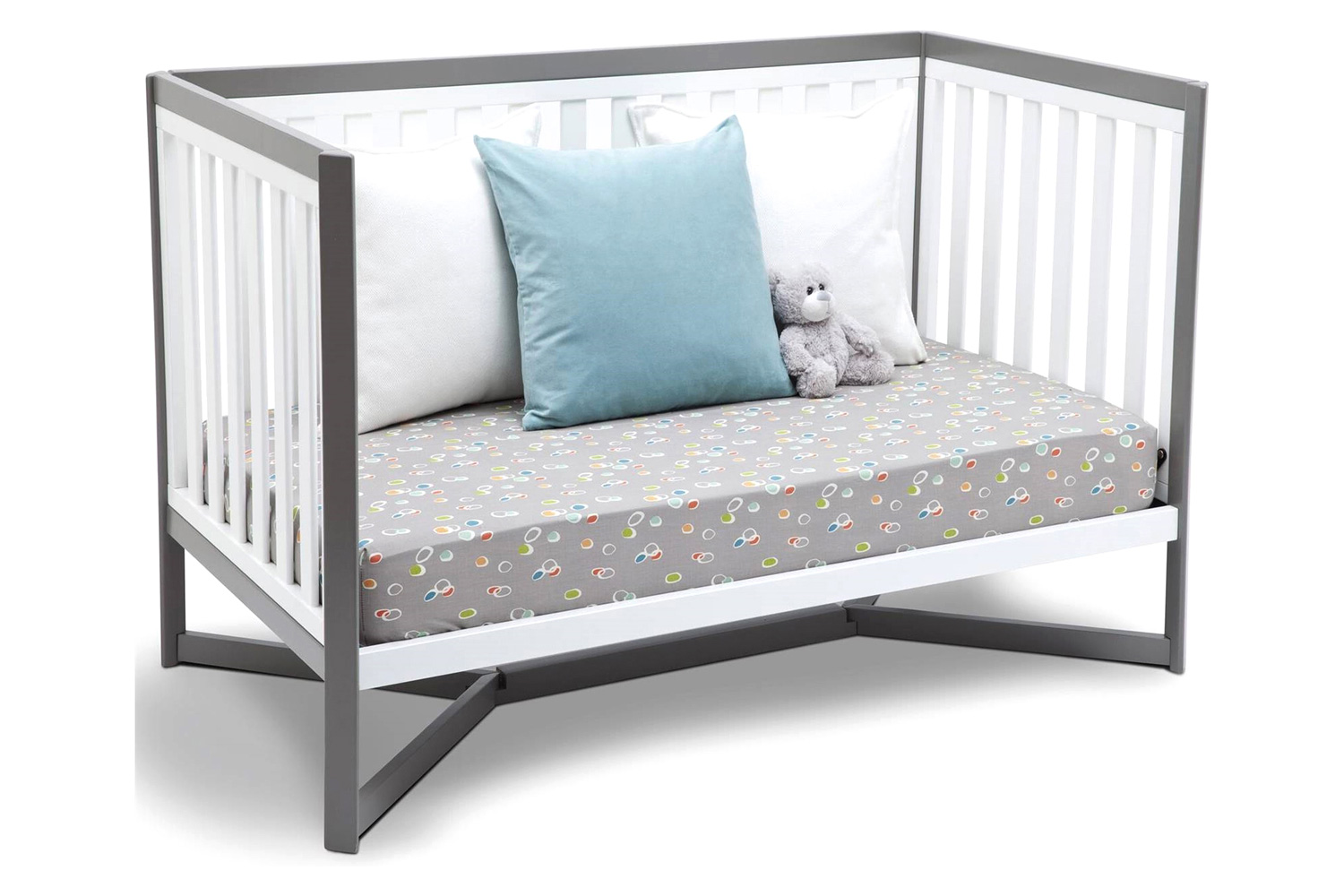 FaFurn - Modern Contemporary White/Gray Convertible Crib