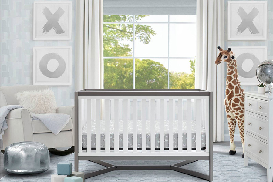 FaFurn - Modern Contemporary White/Gray Convertible Crib