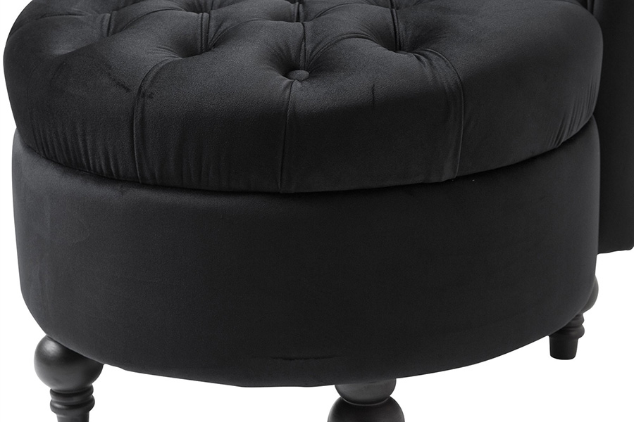 FaFurn™ Tufted High Back Plush Velvet Upholstered Accent Low Profile Chair - Black