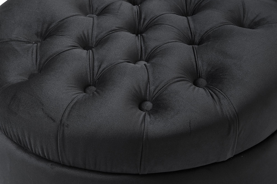 FaFurn™ Tufted High Back Plush Velvet Upholstered Accent Low Profile Chair - Black