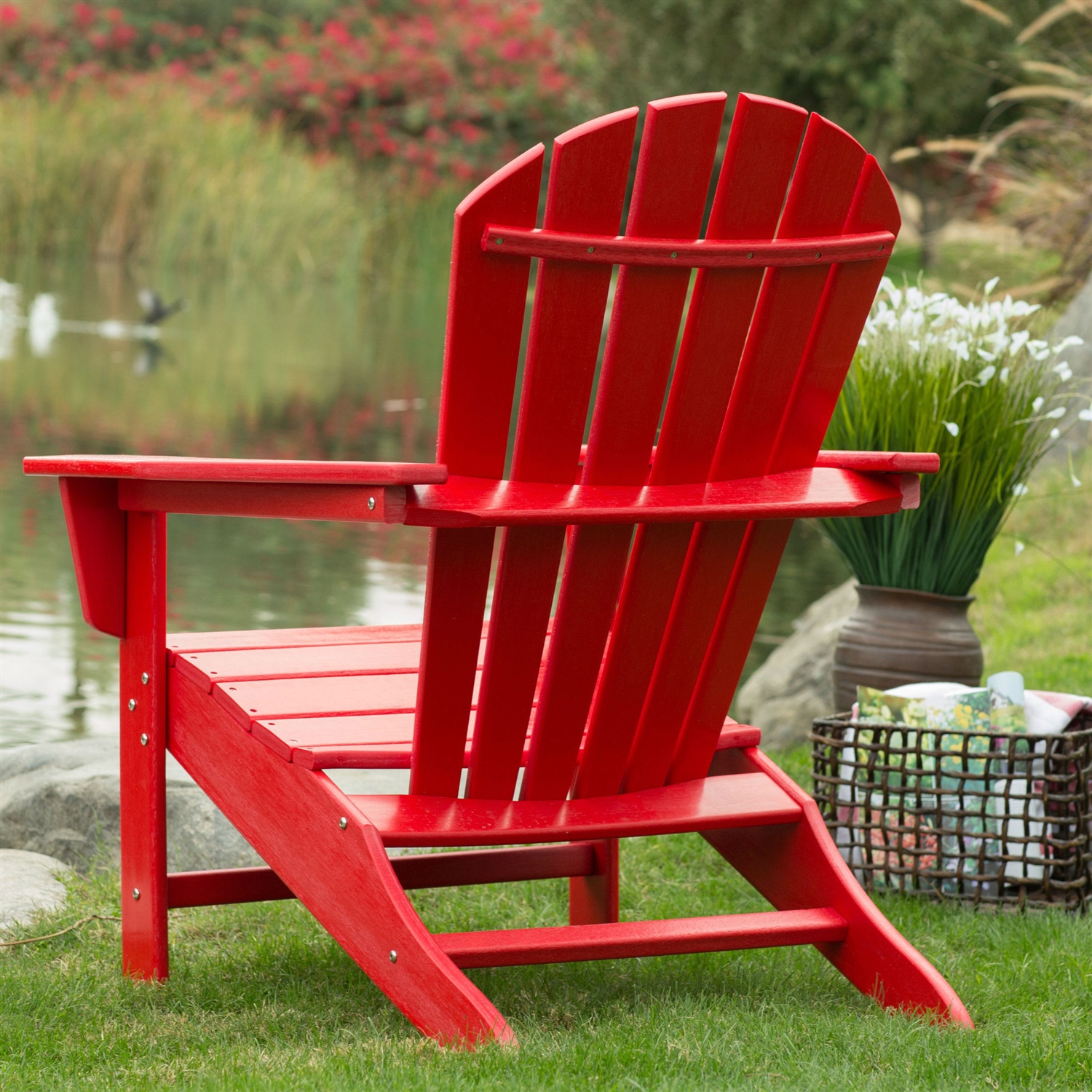 FaFurn - Adirondack Chair in Red, Heavy Duty Resin