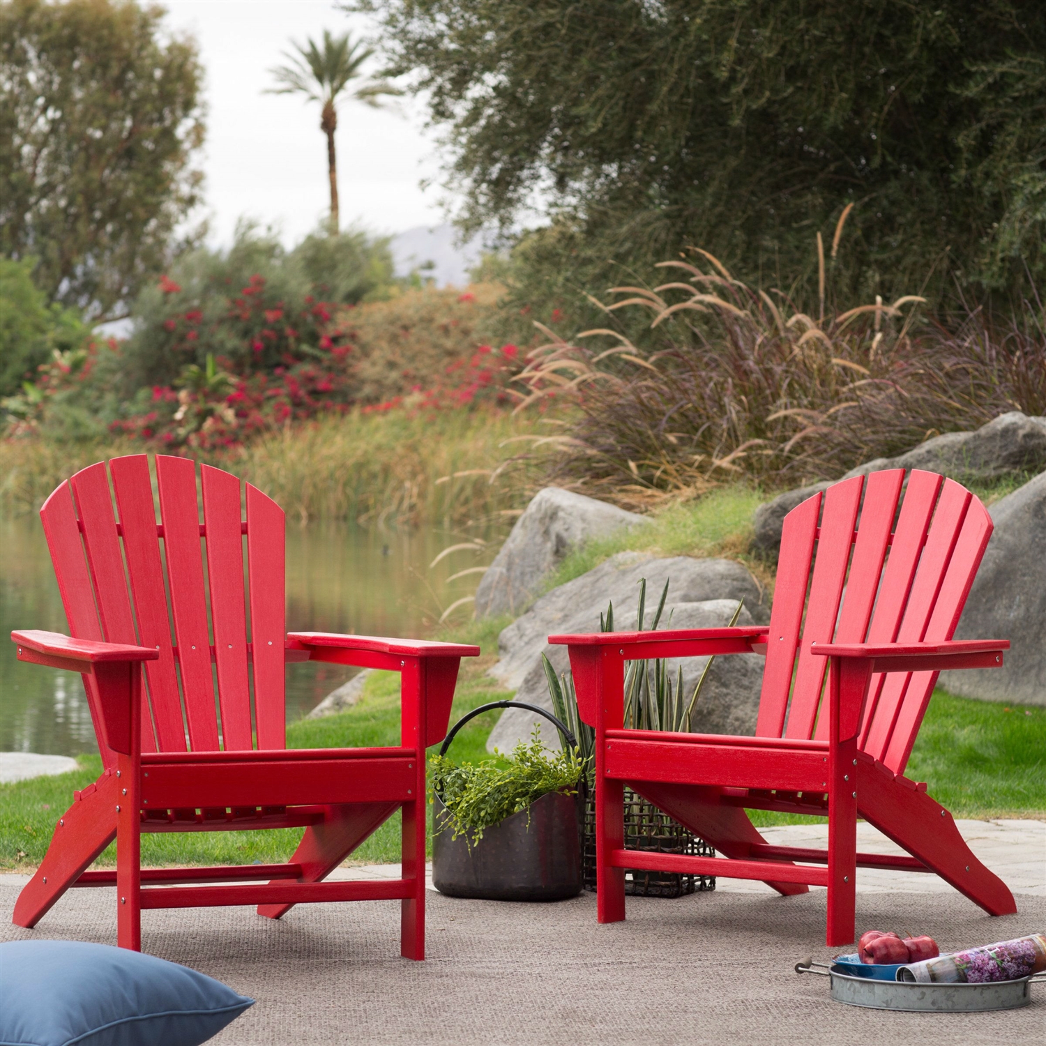 FaFurn - Adirondack Chair in Red, Heavy Duty Resin