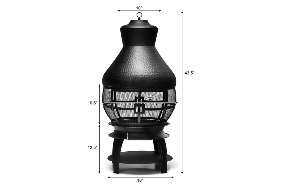 FaFurn Black Rustic Iron Wood Burning Chiminea Fire Pit