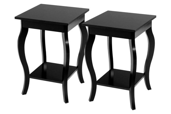 FaFurn™ Set of 2 Stylish End Table - Black, Wood