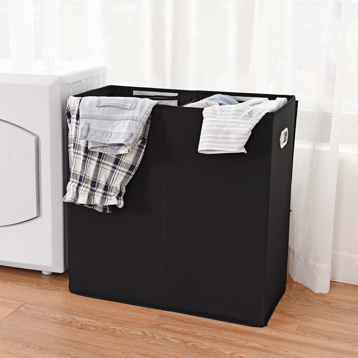 FaFurn - Laundry Hamper Clothes with Removable Bags in 2-Bin