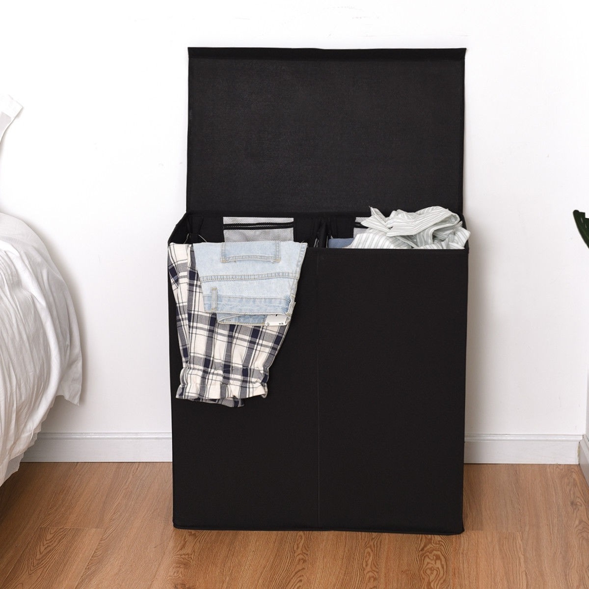 FaFurn - Laundry Hamper Clothes with Removable Bags in 2-Bin