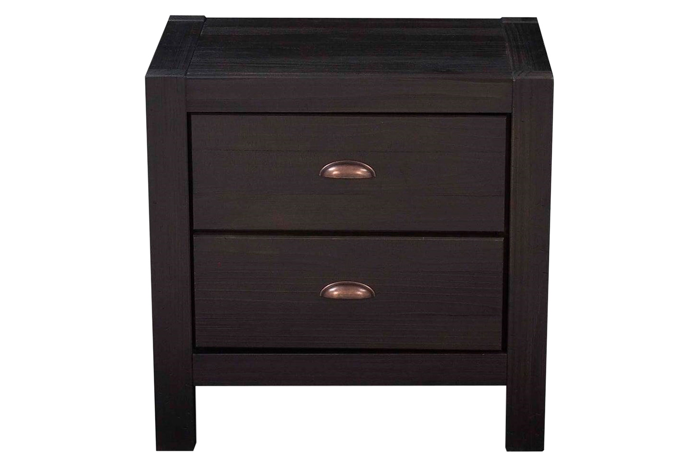 FaFurn™ Farmhouse Solid 2 Drawers End Table - Black, Wood