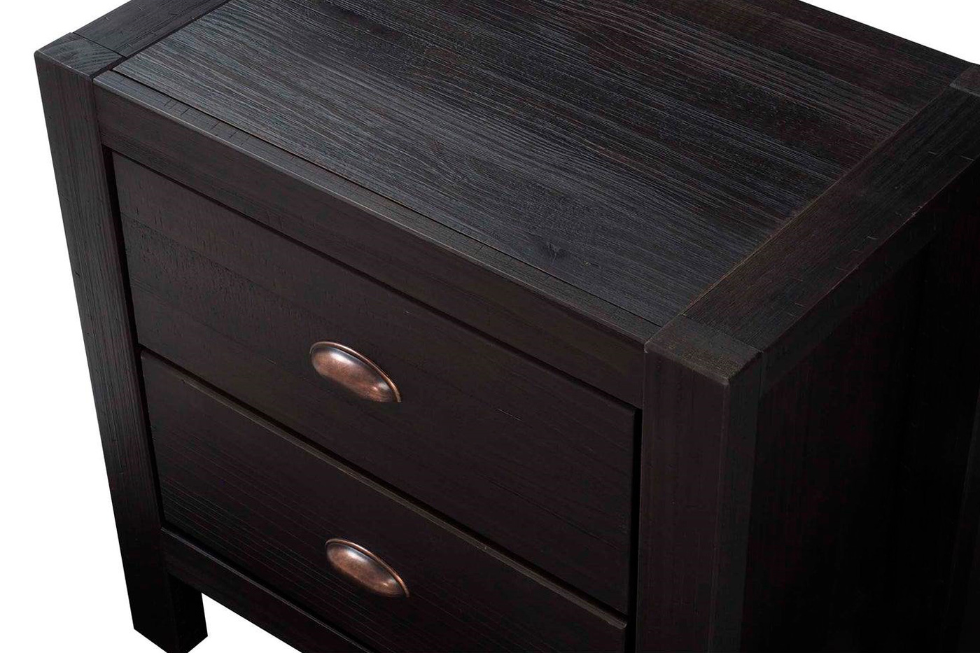 FaFurn™ Farmhouse Solid 2 Drawers End Table - Black, Wood