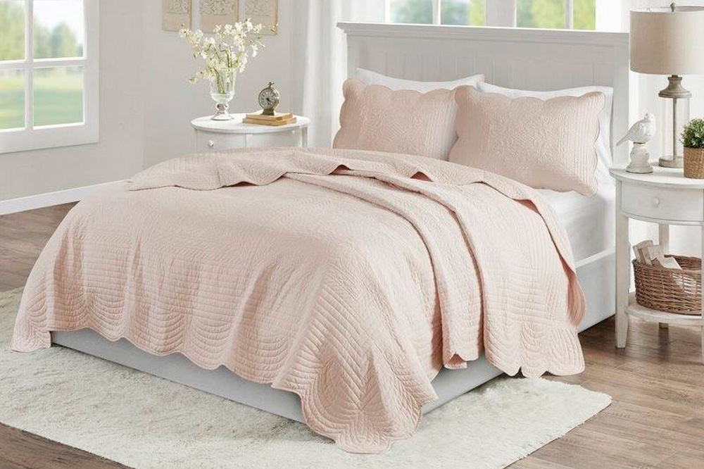 FaFurn - 3-Piece Reversible Scalloped Edges Quilt Set (BLQSE3574619)